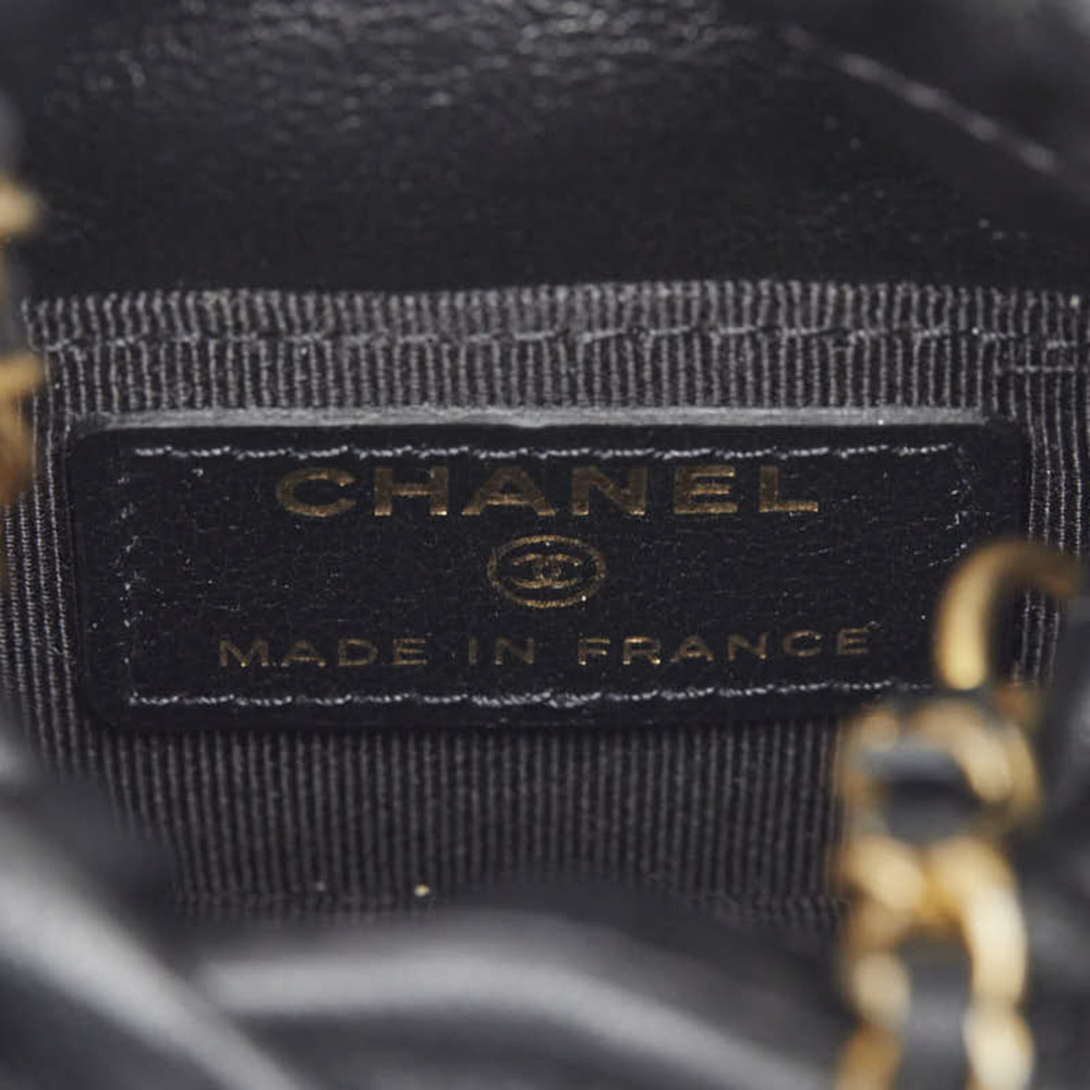 CHANEL Black Lambskin Leather Logo Shoulder Bag - Picture 7 of 10
